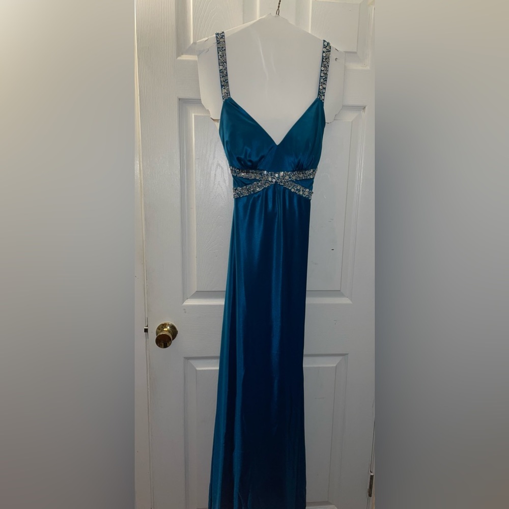 Low Back Silk Blue/Turquoise Dress